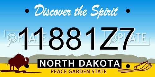 11881Z7 North Dakota License Plate