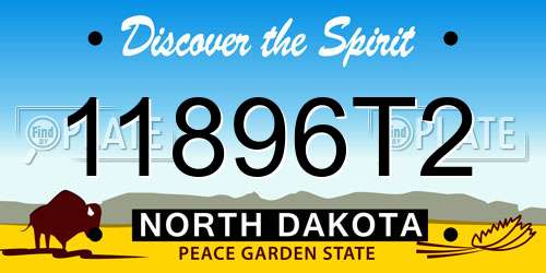 11896T2 North Dakota License Plate