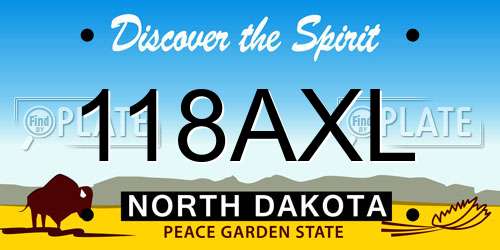 118AXL North Dakota License Plate