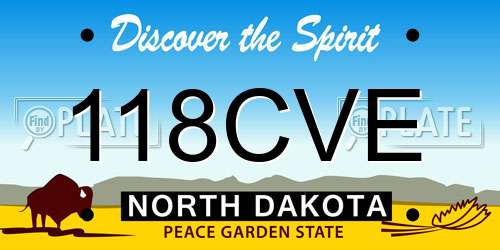 118CVE North Dakota License Plate