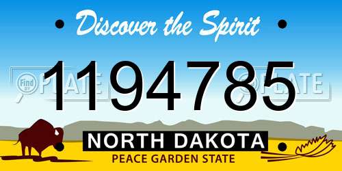 1194785 North Dakota License Plate