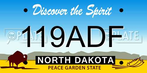 119ADF North Dakota License Plate