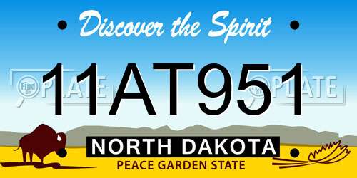11AT951 North Dakota License Plate