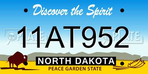 11AT952 North Dakota License Plate