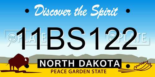 11BS122 North Dakota License Plate