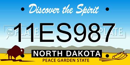 11ES987 North Dakota License Plate