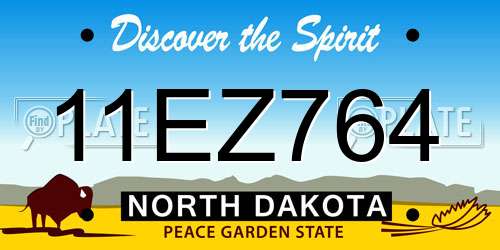 11EZ764 North Dakota License Plate
