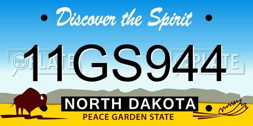 11GS944 North Dakota License Plate
