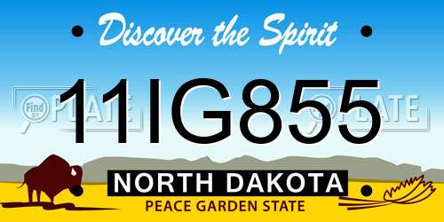 11IG855 North Dakota License Plate