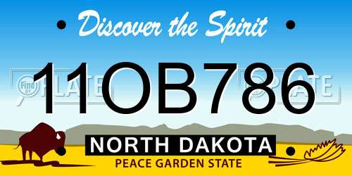 11OB786 North Dakota License Plate