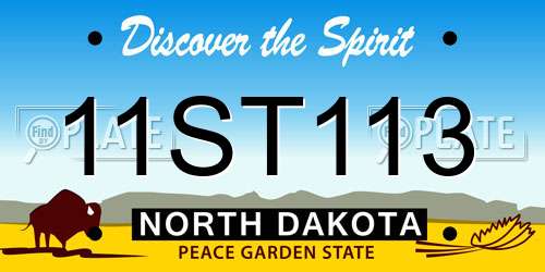 11ST113 North Dakota License Plate