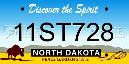 11ST728 North Dakota License Plate