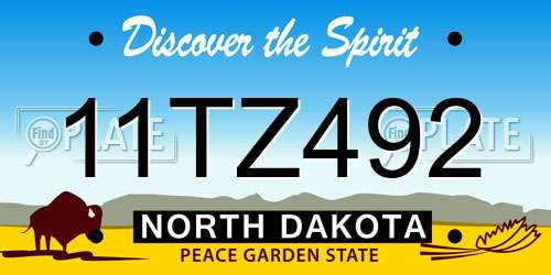 11TZ492 North Dakota License Plate