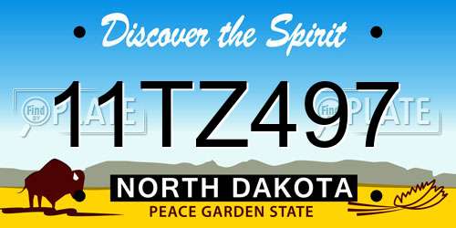 11TZ497 North Dakota License Plate