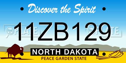 11ZB129 North Dakota License Plate