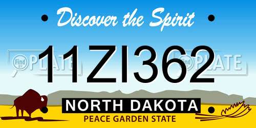 11ZI362 North Dakota License Plate