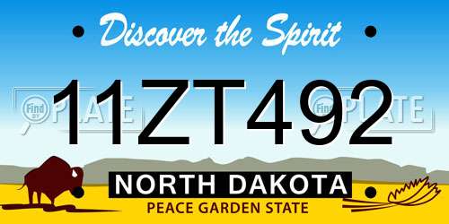 11ZT492 North Dakota License Plate