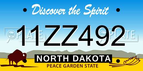 11ZZ492 North Dakota License Plate