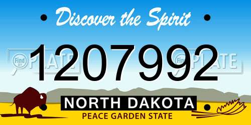 1207992 North Dakota License Plate