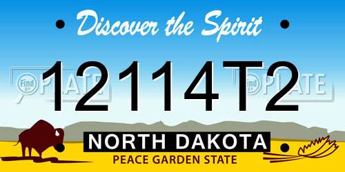 12114T2 North Dakota License Plate
