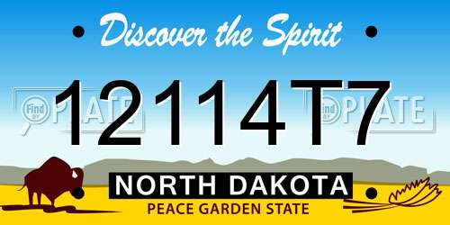 12114T7 North Dakota License Plate