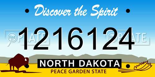 1216124 North Dakota License Plate
