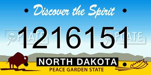 1216151 North Dakota License Plate