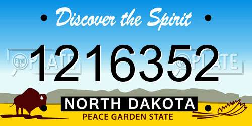 1216352 North Dakota License Plate