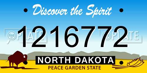 1216772 North Dakota License Plate