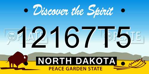 12167T5 North Dakota License Plate