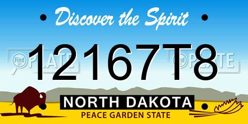 12167T8 North Dakota License Plate