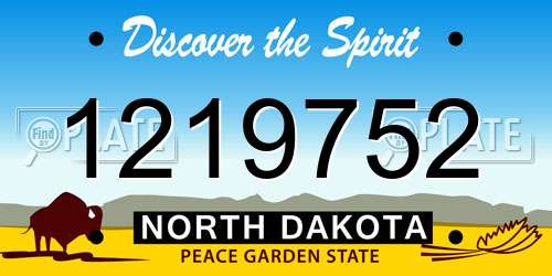 1219752 North Dakota License Plate