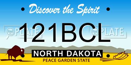 121BCL North Dakota License Plate