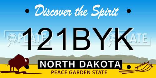 121BYK North Dakota License Plate