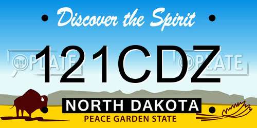 121CDZ North Dakota License Plate