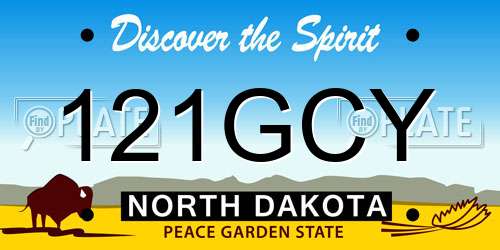 121GCY North Dakota License Plate