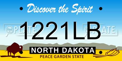 1221LB North Dakota License Plate