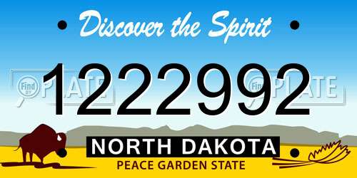 1222992 North Dakota License Plate