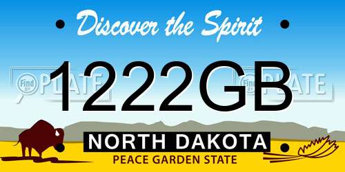 1222GB North Dakota License Plate
