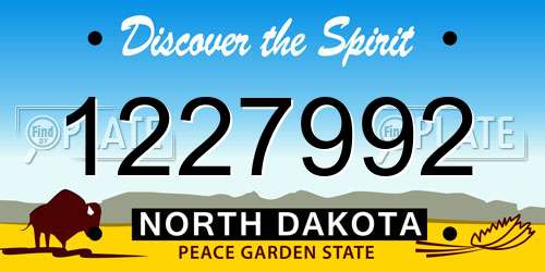 1227992 North Dakota License Plate