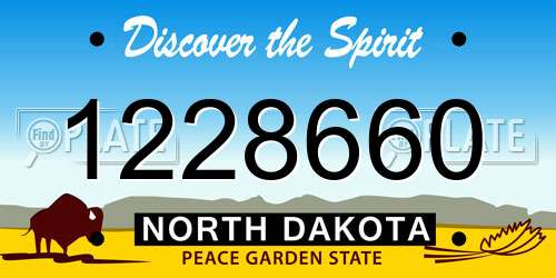 1228660 North Dakota License Plate