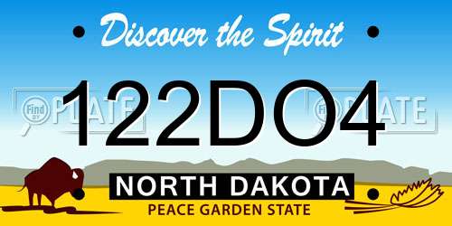 122DO4 North Dakota License Plate