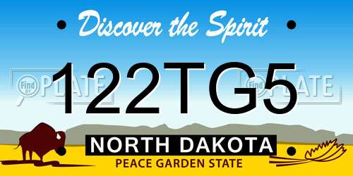 122TG5 North Dakota License Plate
