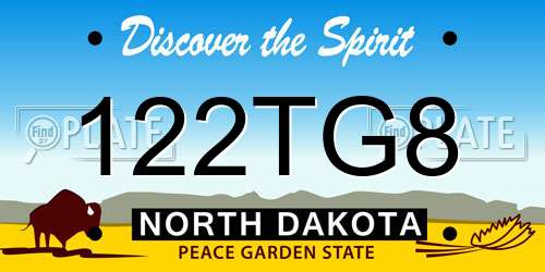 122TG8 North Dakota License Plate