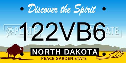 122VB6 North Dakota License Plate