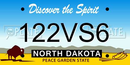 122VS6 North Dakota License Plate