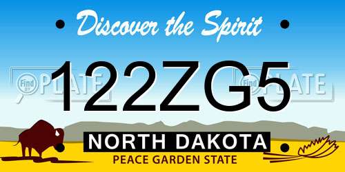 122ZG5 North Dakota License Plate