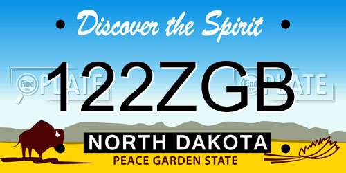 122ZGB North Dakota License Plate