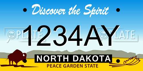 1234AY North Dakota License Plate
