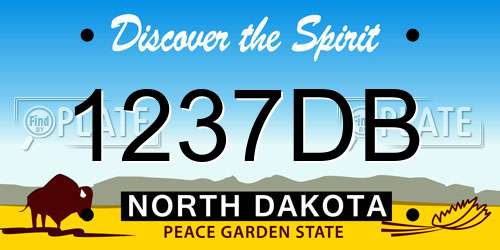 1237DB North Dakota License Plate